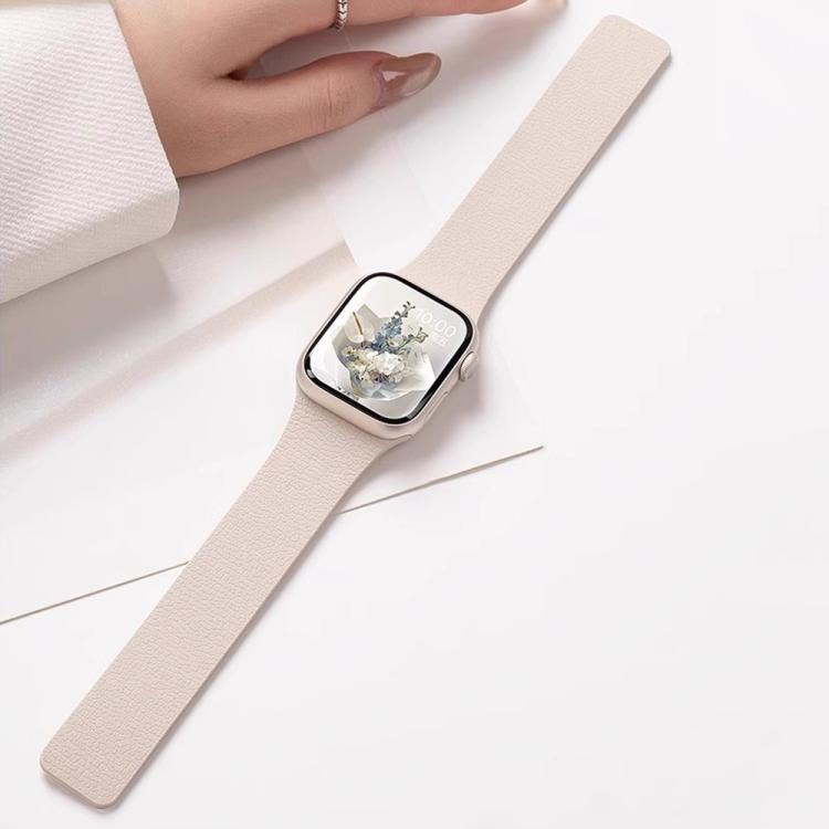 xDfind Flat Head Litchi Texture Magnetic Silicone Watch Band, For Apple Watch 42 / 44 / 45 / 46 / 49mm