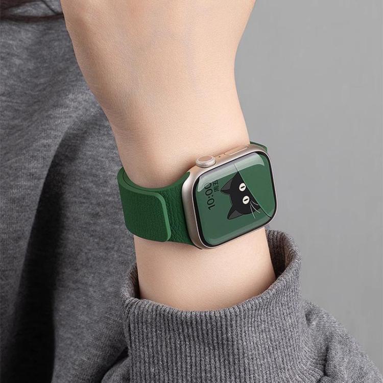 xDfind Flat Head Litchi Texture Magnetic Silicone Watch Band, For Apple Watch 42 / 44 / 45 / 46 / 49mm