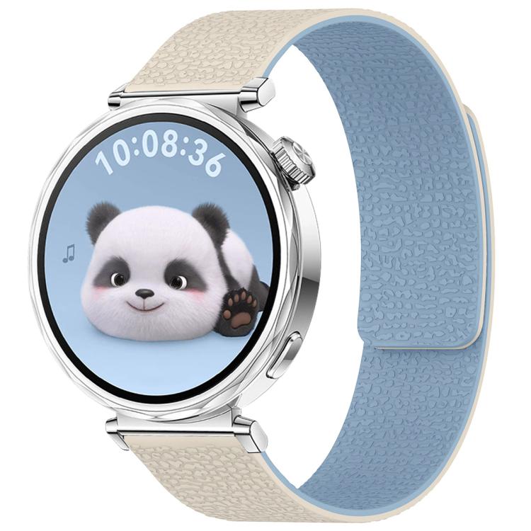 xDfind Flat Head Litchi Texture Magnetic Silicone Watch Band, 18mm