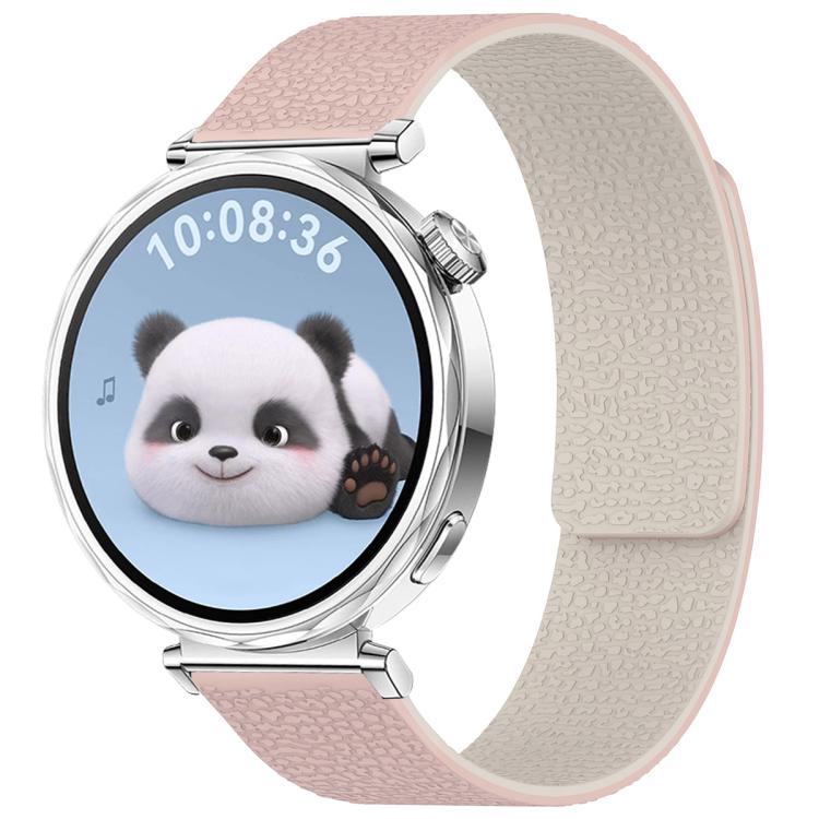xDfind Flat Head Litchi Texture Magnetic Silicone Watch Band, 18mm