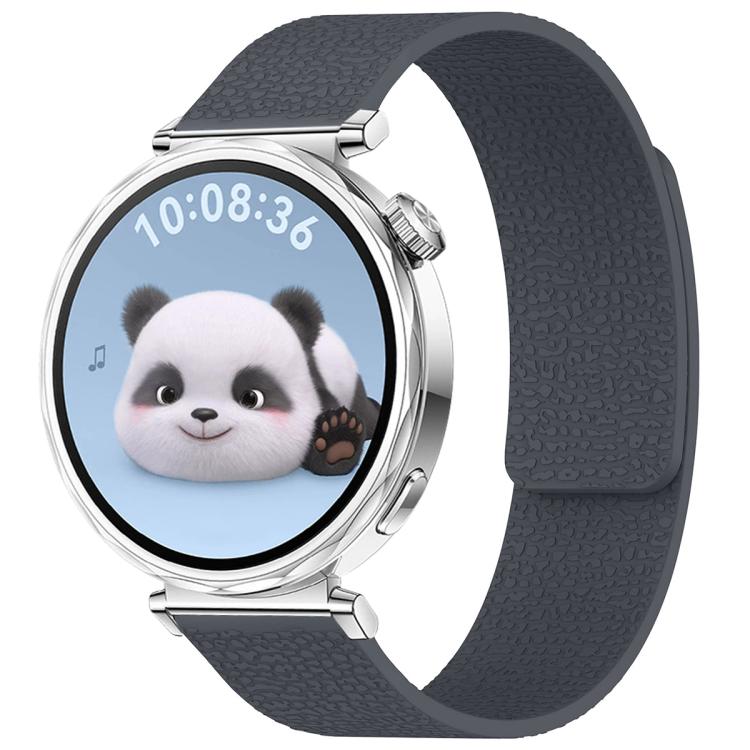 xDfind Flat Head Litchi Texture Magnetic Silicone Watch Band