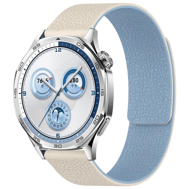 xDfind Flat Head Litchi Texture Magnetic Silicone Watch Band, 20mm
