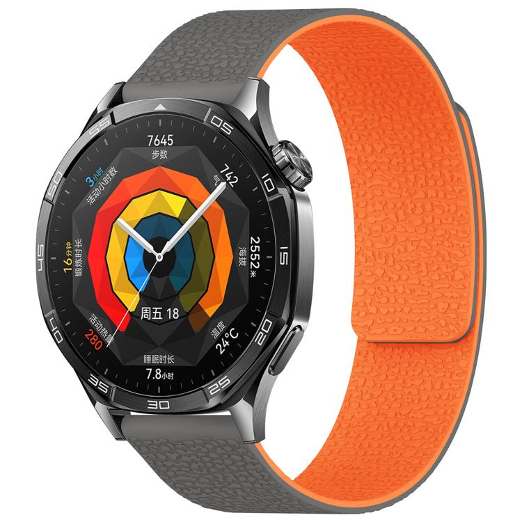 xDfind Flat Head Litchi Texture Magnetic Silicone Watch Band, 20mm