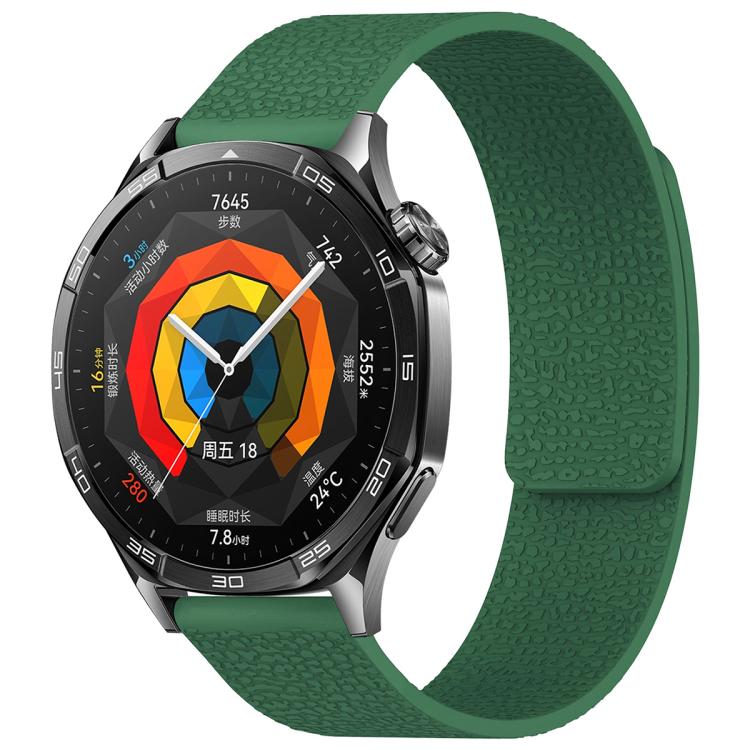 xDfind Flat Head Litchi Texture Magnetic Silicone Watch Band, 20mm