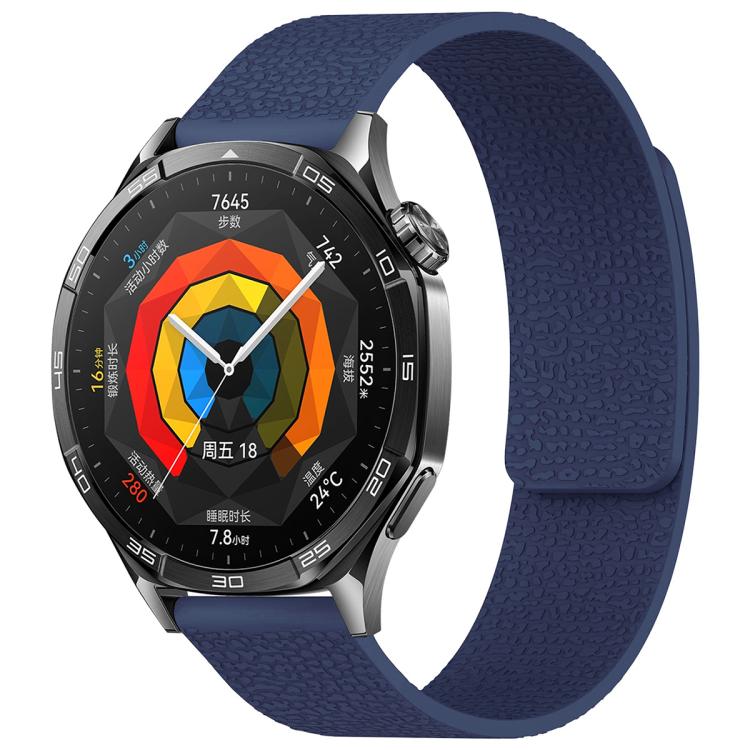 xDfind Flat Head Litchi Texture Magnetic Silicone Watch Band, 20mm