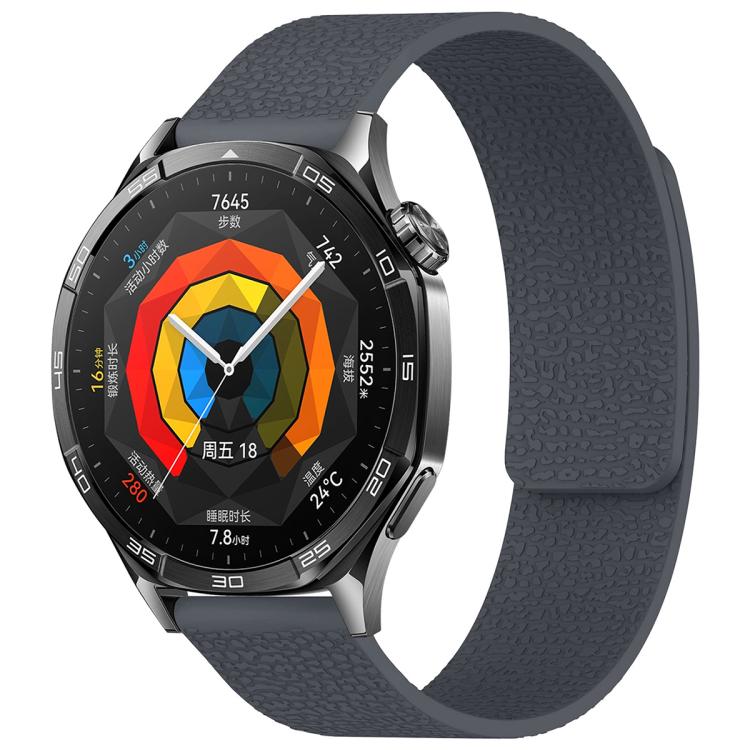 xDfind Flat Head Litchi Texture Magnetic Silicone Watch Band, 20mm
