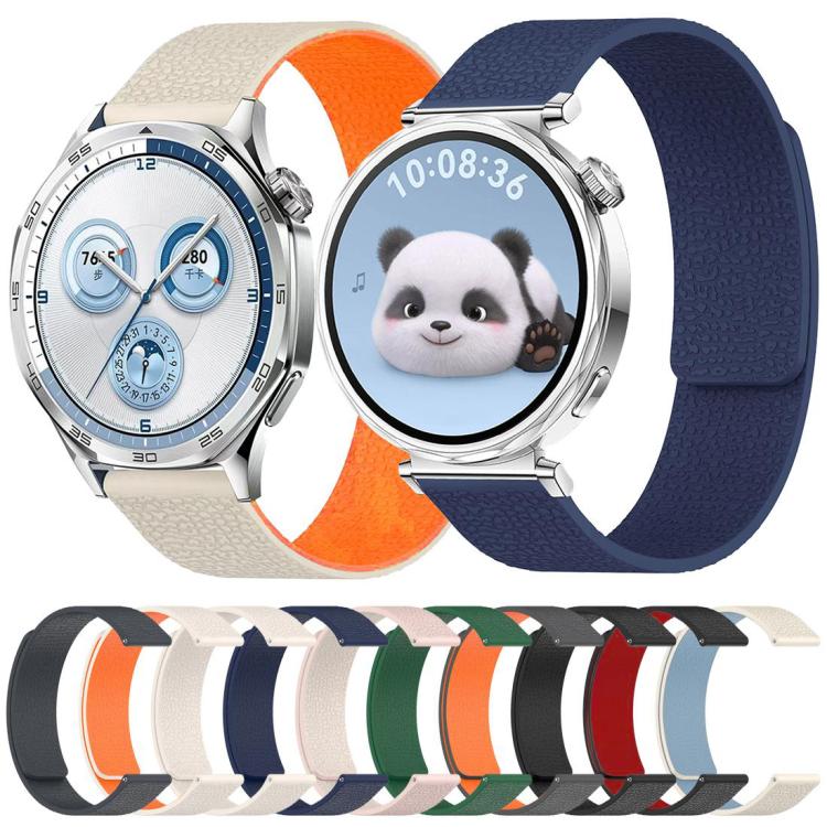 xDfind Flat Head Litchi Texture Magnetic Silicone Watch Band, 22mm