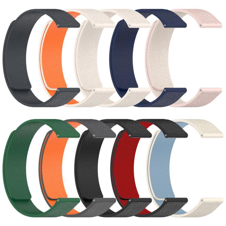 xDfind Flat Head Litchi Texture Magnetic Silicone Watch Band, 18mm