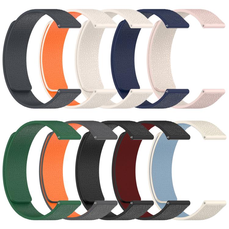 xDfind Flat Head Litchi Texture Magnetic Silicone Watch Band, 20mm