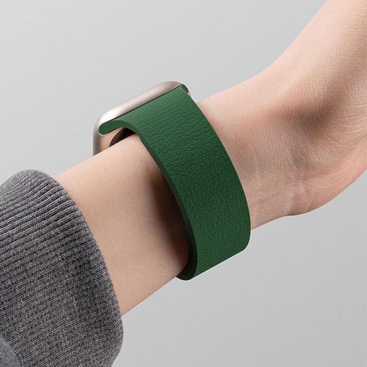 xDfind Flat Head Litchi Texture Magnetic Silicone Watch Band, 20mm