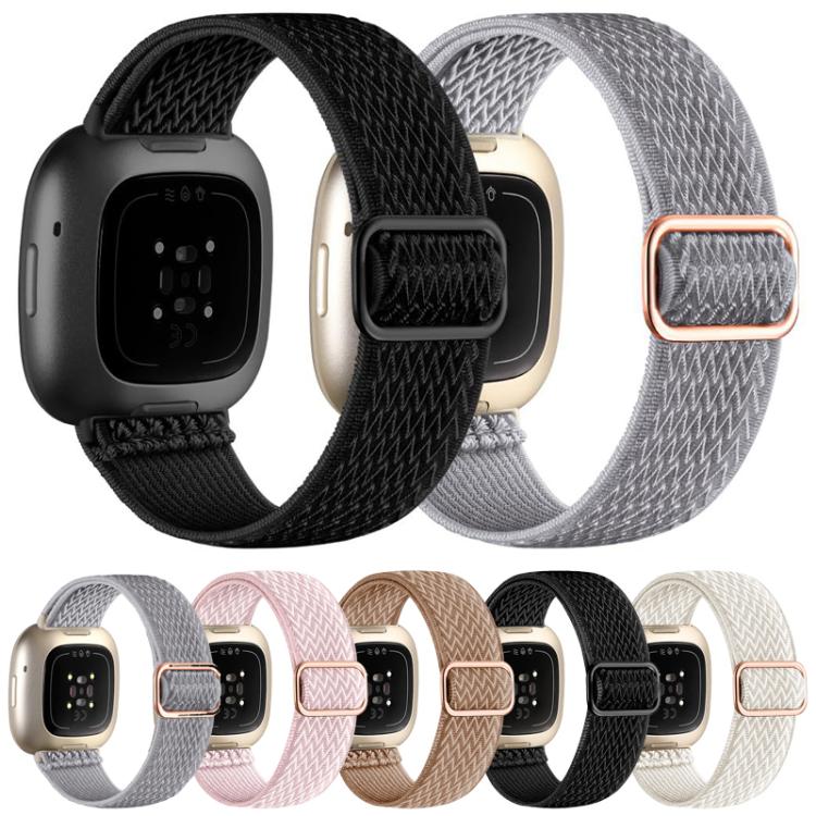 xDfind Wavy Nylon Braided Stretch Watch Band with Adjustment Buckle, For Fitbit Versa 4 / 3 / Sense2 / 1