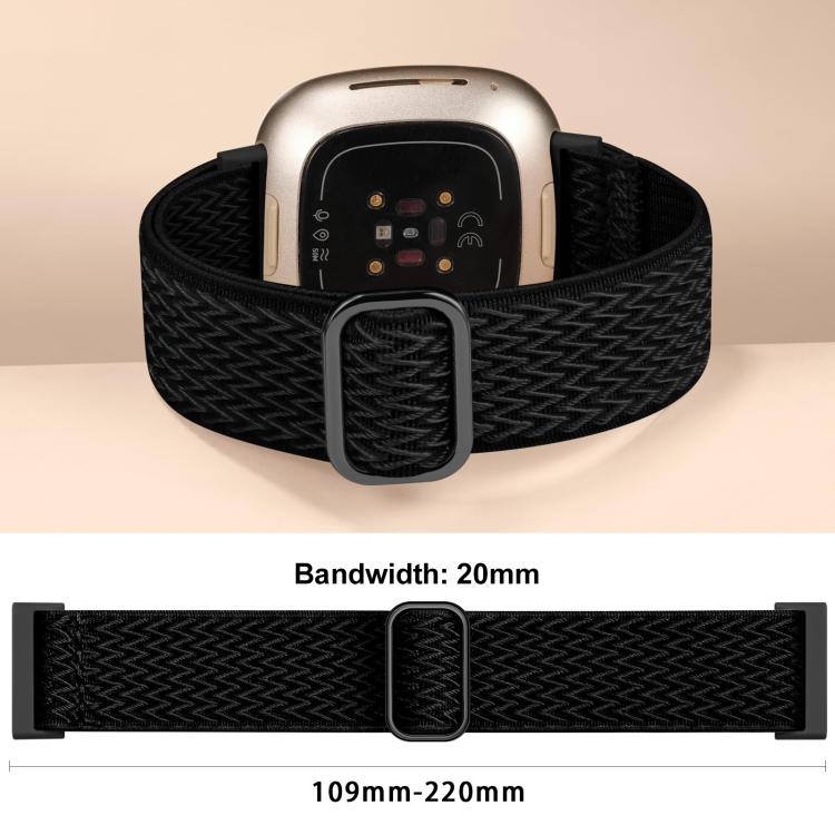 xDfind Wavy Nylon Braided Stretch Watch Band with Adjustment Buckle, For Fitbit Versa 4 / 3 / Sense2 / 1