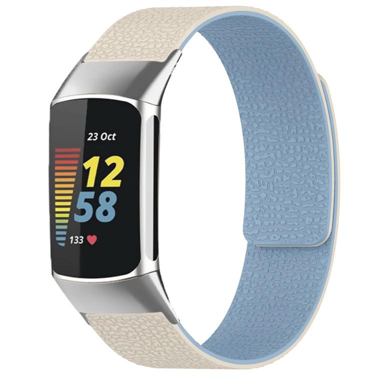 xDfind Litchi Texture Magnetic Silicone Watch Band, For Fitbit Charge 5 / Charge 6