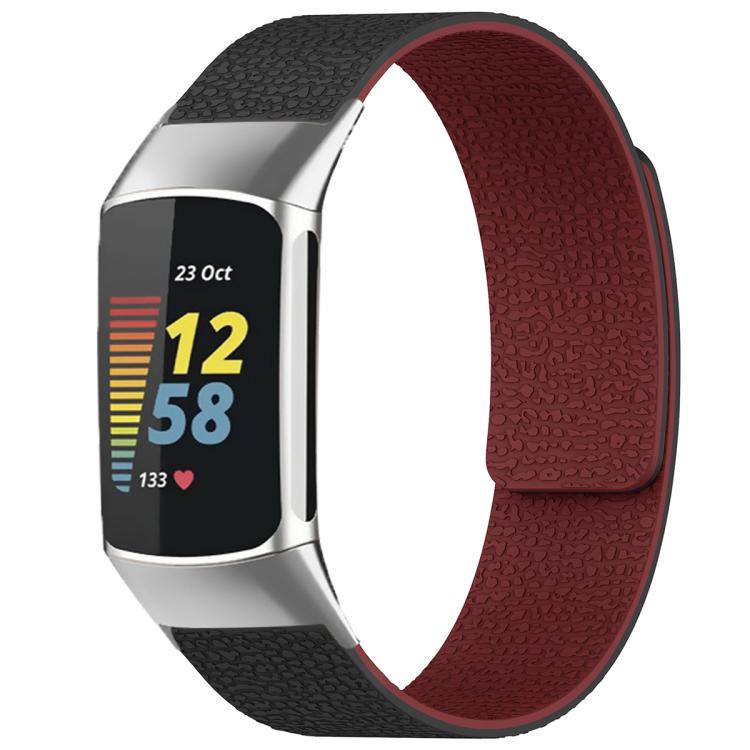 xDfind Litchi Texture Magnetic Silicone Watch Band, For Fitbit Charge 5 / Charge 6