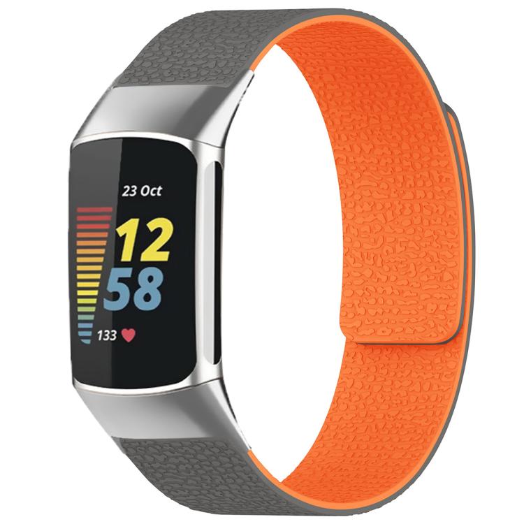 xDfind Litchi Texture Magnetic Silicone Watch Band, For Fitbit Charge 5 / Charge 6