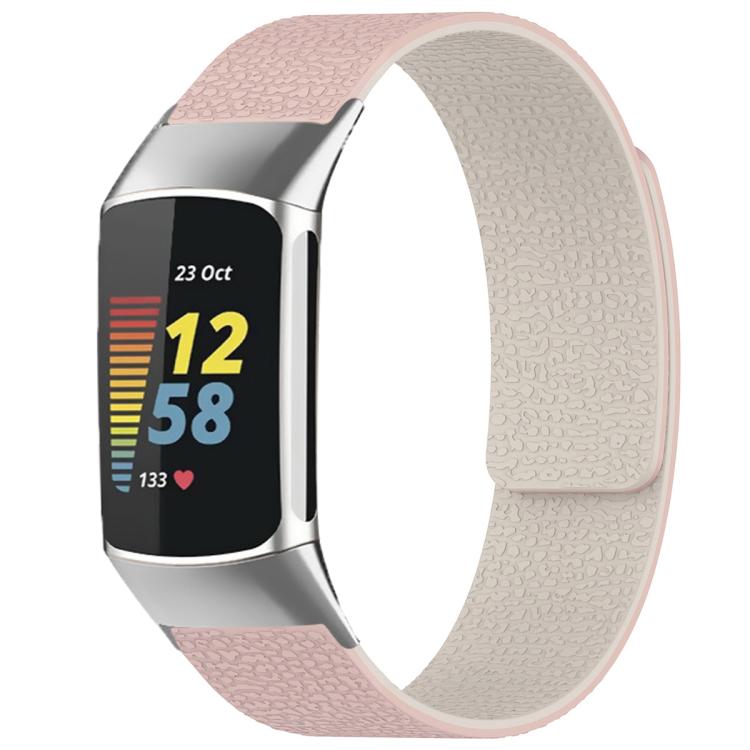 xDfind Litchi Texture Magnetic Silicone Watch Band, For Fitbit Charge 5 / Charge 6