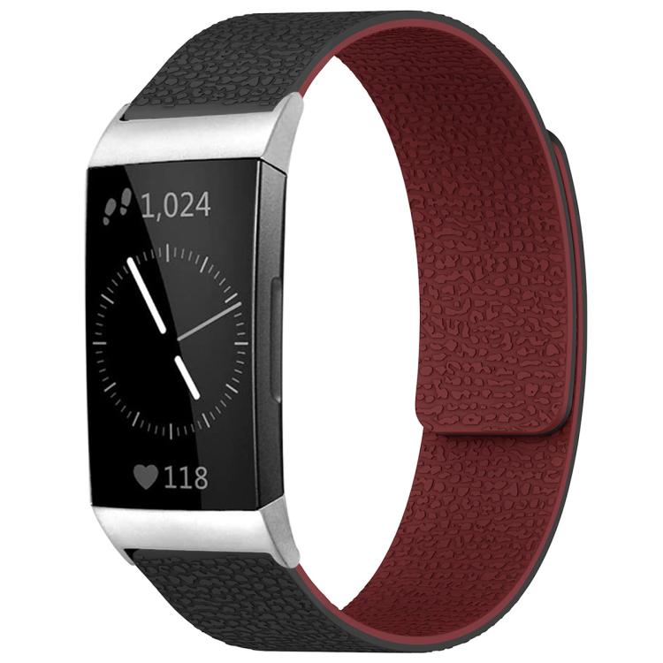 xDfind Litchi Texture Magnetic Silicone Watch Band, For Fitbit Charge 4 / Charge 3
