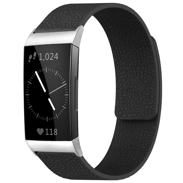 xDfind Litchi Texture Magnetic Silicone Watch Band, For Fitbit Charge 4 / Charge 3