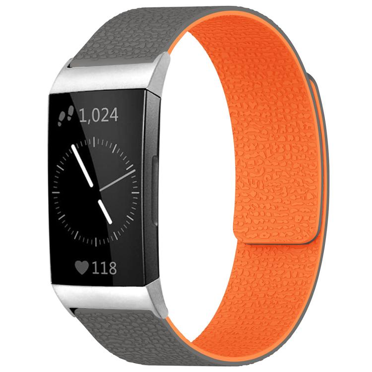 xDfind Litchi Texture Magnetic Silicone Watch Band, For Fitbit Charge 4 / Charge 3
