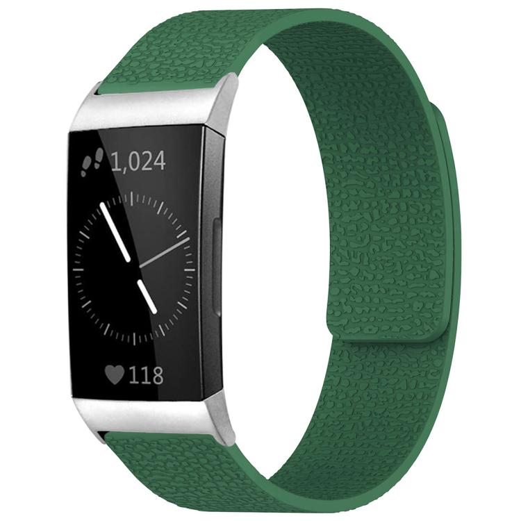 xDfind Litchi Texture Magnetic Silicone Watch Band, For Fitbit Charge 4 / Charge 3