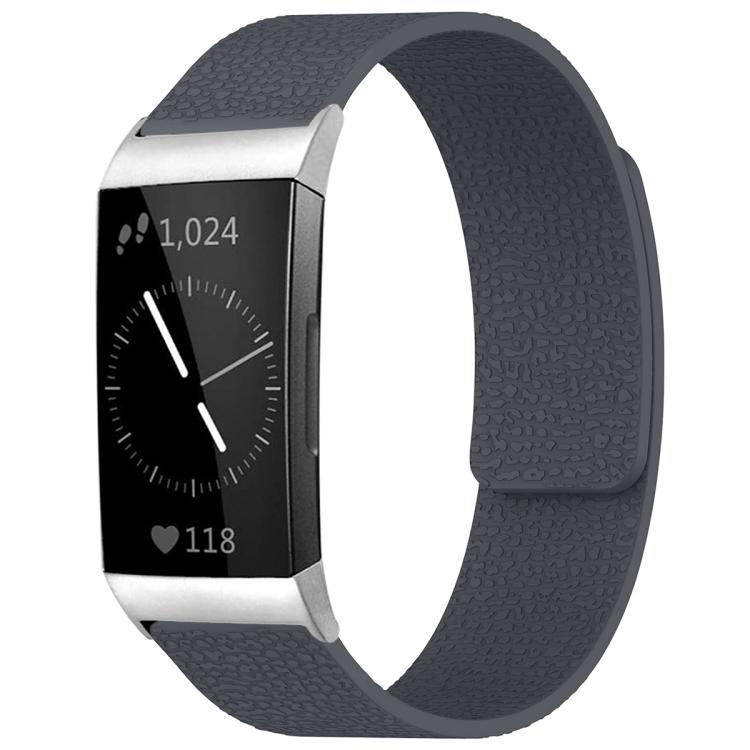 xDfind Litchi Texture Magnetic Silicone Watch Band, For Fitbit Charge 4 / Charge 3