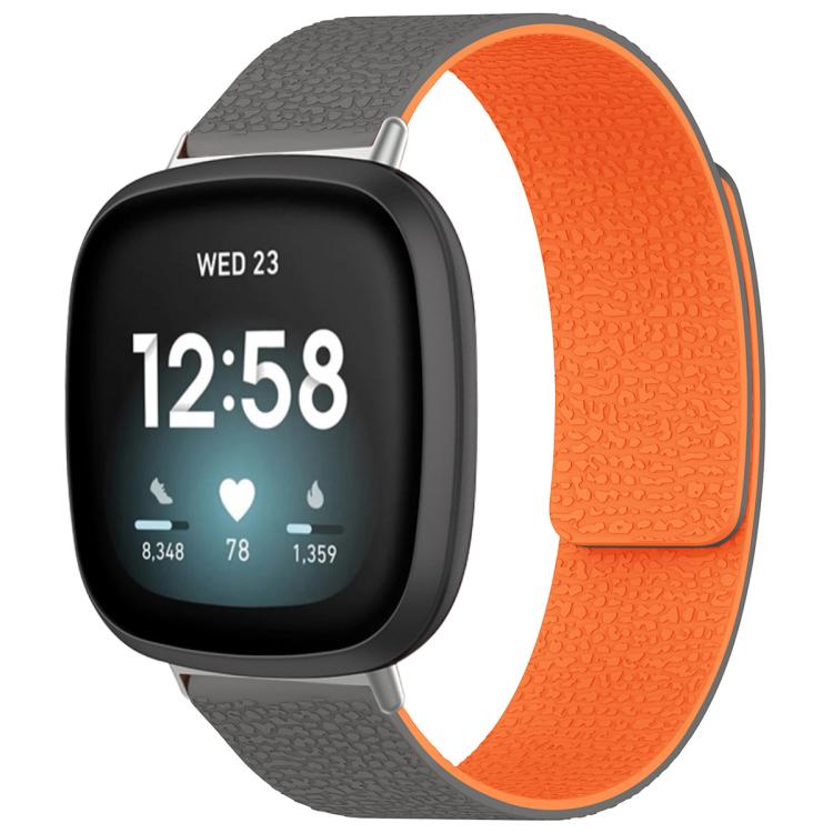 xDfind Litchi Texture Magnetic Silicone Watch Band, For Fitbit Versa 4/Versa3/Sense2/Sense