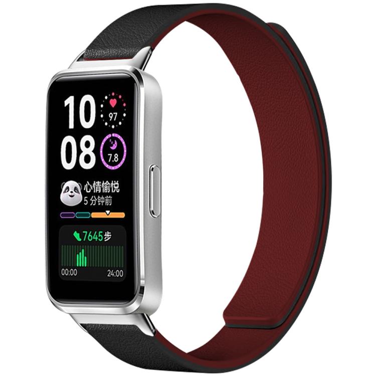 xDfind Litchi Texture Magnetic Silicone Watch Band, For Huawei Band 10 / 9 / 8