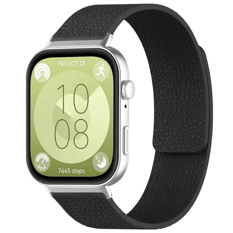 xDfind Litchi Texture Magnetic Silicone Watch Band, For Huawei Watch Fit4 / Fit4 Pro / Fit3
