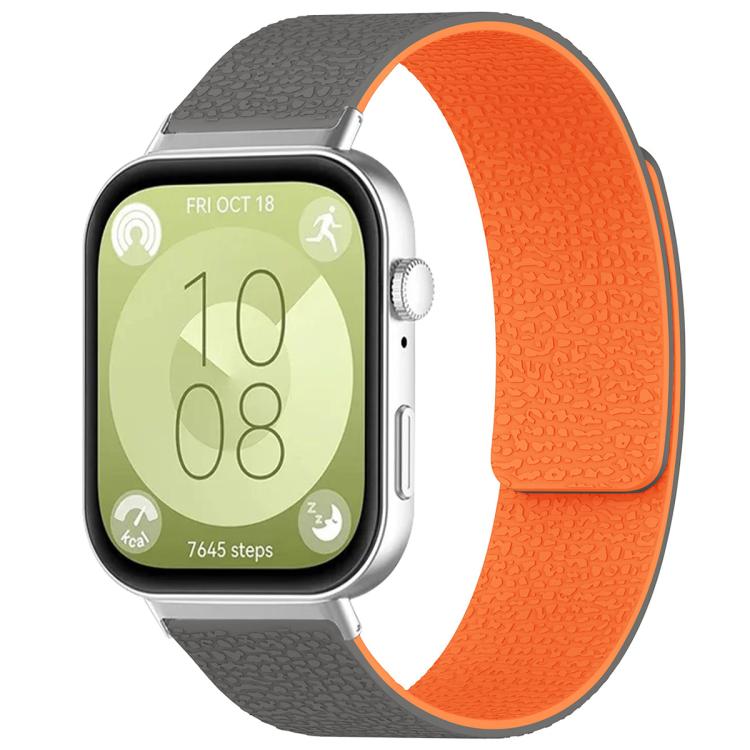 xDfind Litchi Texture Magnetic Silicone Watch Band, For Huawei Watch Fit4 / Fit4 Pro / Fit3