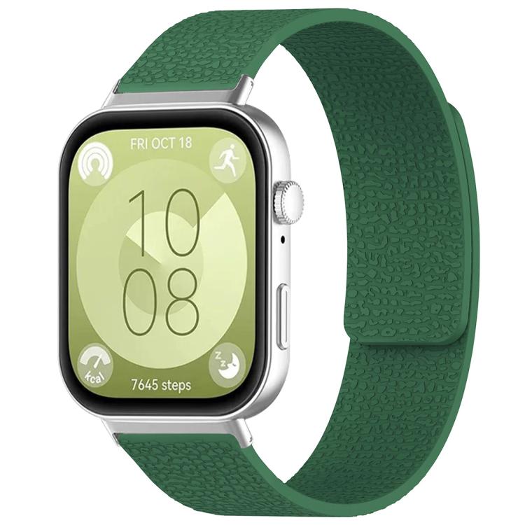 xDfind Litchi Texture Magnetic Silicone Watch Band, For Huawei Watch Fit4 / Fit4 Pro / Fit3