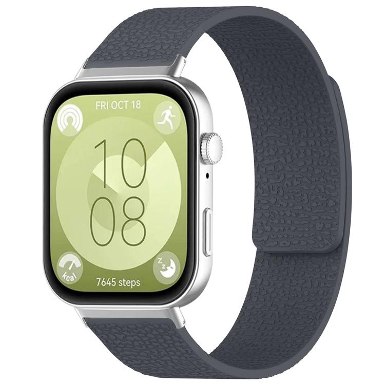 xDfind Litchi Texture Magnetic Silicone Watch Band, For Huawei Watch Fit4 / Fit4 Pro / Fit3