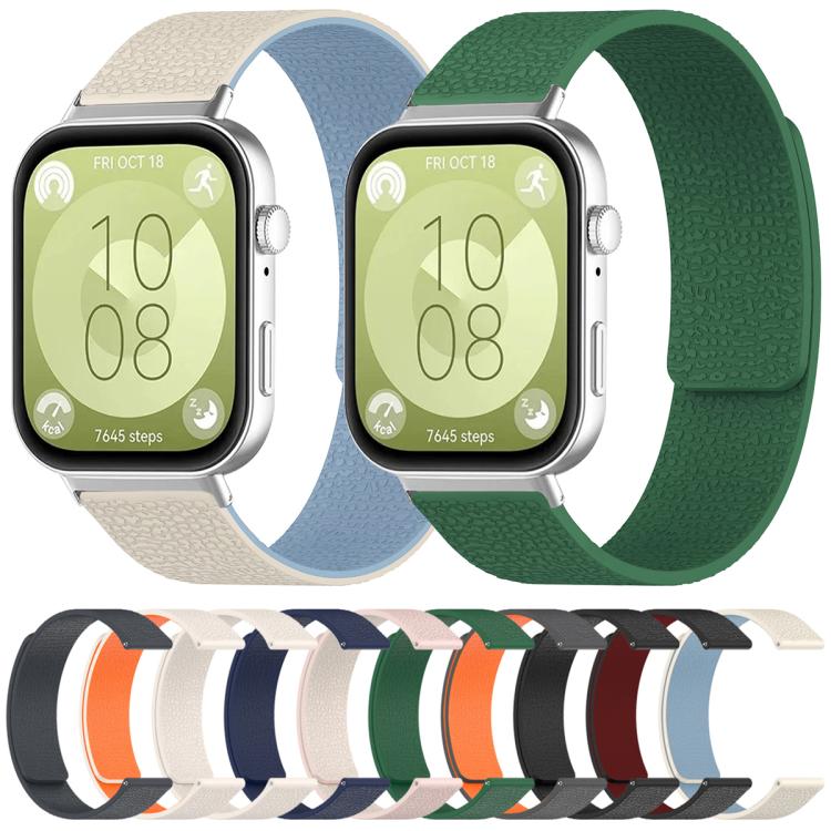 xDfind Litchi Texture Magnetic Silicone Watch Band, For Huawei Band 10 / 9 / 8