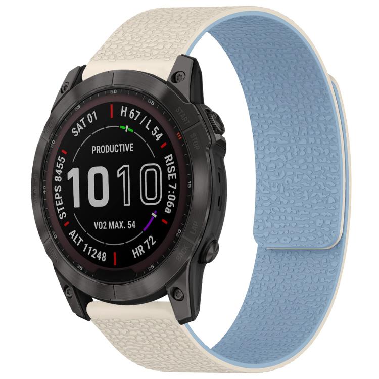xDfind Litchi Texture Magnetic Silicone Watch Band, For Garmin Fenix 8/7X/6X/5X 26mm