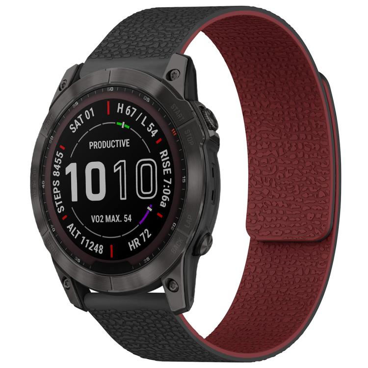 xDfind Litchi Texture Magnetic Silicone Watch Band, For Garmin Fenix 8/7X/6X/5X 26mm