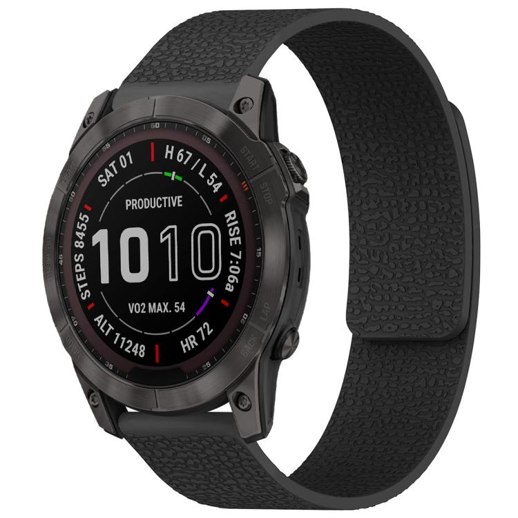 xDfind Litchi Texture Magnetic Silicone Watch Band, For Garmin Fenix 8/7X/6X/5X 26mm
