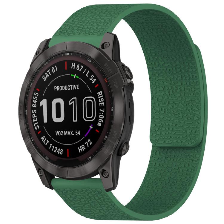xDfind Litchi Texture Magnetic Silicone Watch Band, For Garmin Fenix 8/7X/6X/5X 26mm