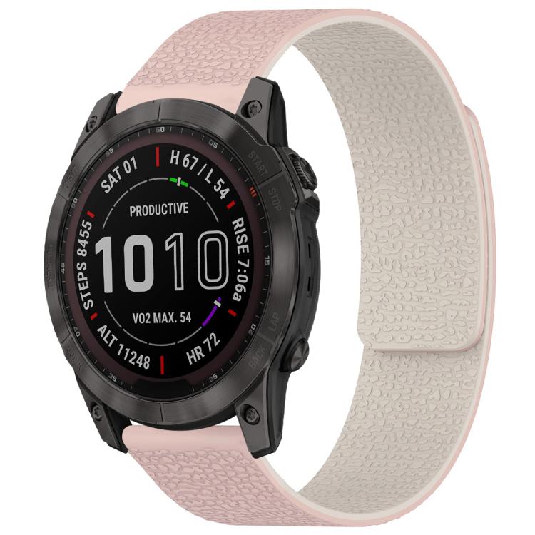 xDfind Litchi Texture Magnetic Silicone Watch Band, For Garmin Fenix 8/7X/6X/5X 26mm