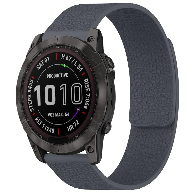 xDfind Litchi Texture Magnetic Silicone Watch Band, For Garmin Fenix 8/7X/6X/5X 26mm