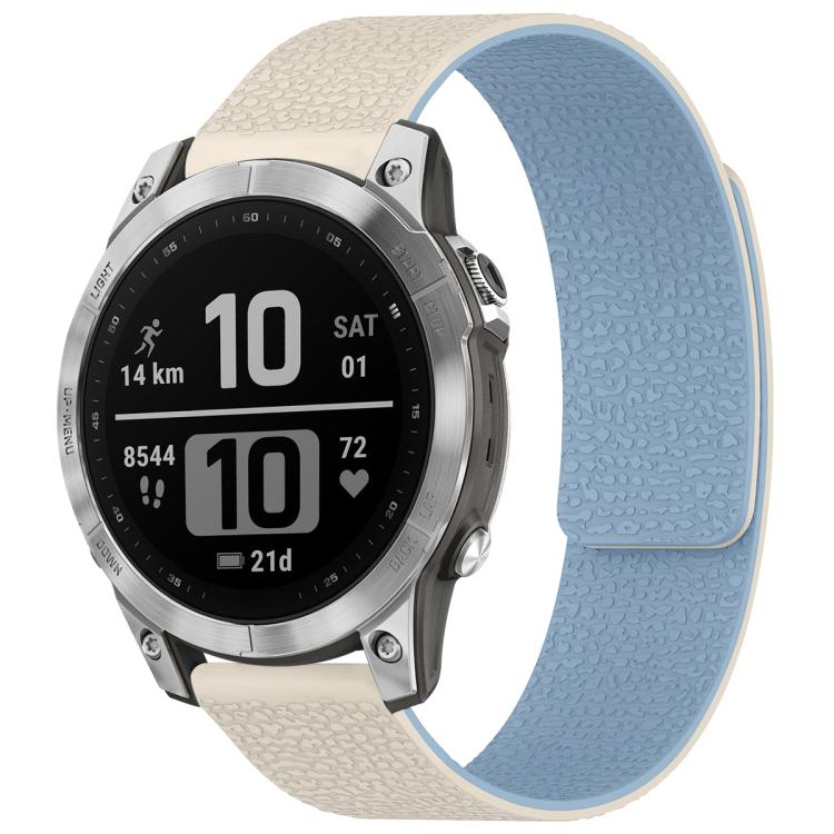 xDfind Litchi Texture Magnetic Silicone Watch Band, For Garmin Fenix 8/7/6/5 22mm