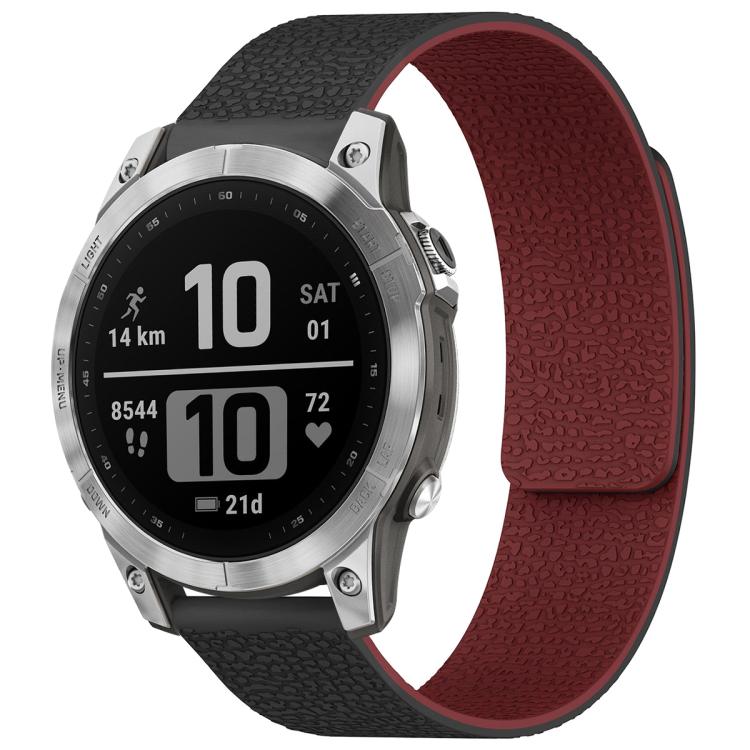 xDfind Litchi Texture Magnetic Silicone Watch Band, For Garmin Fenix 8/7/6/5 22mm