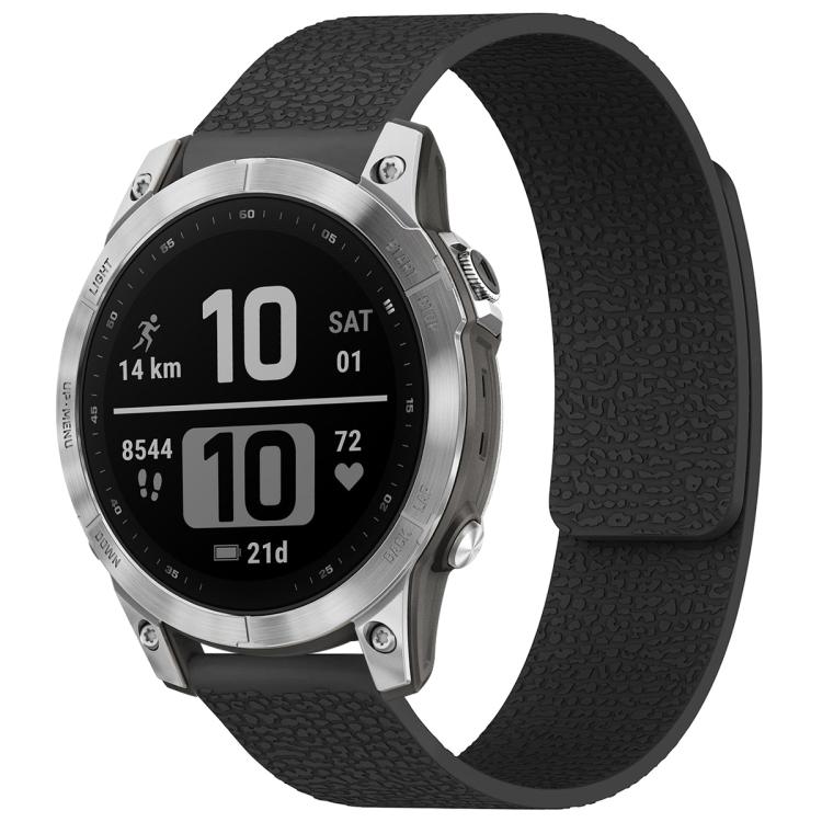 xDfind Litchi Texture Magnetic Silicone Watch Band, For Garmin Fenix 8/7/6/5 22mm