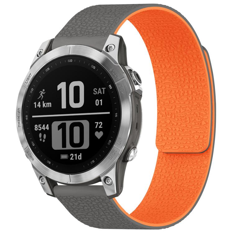 xDfind Litchi Texture Magnetic Silicone Watch Band, For Garmin Fenix 8/7/6/5 22mm