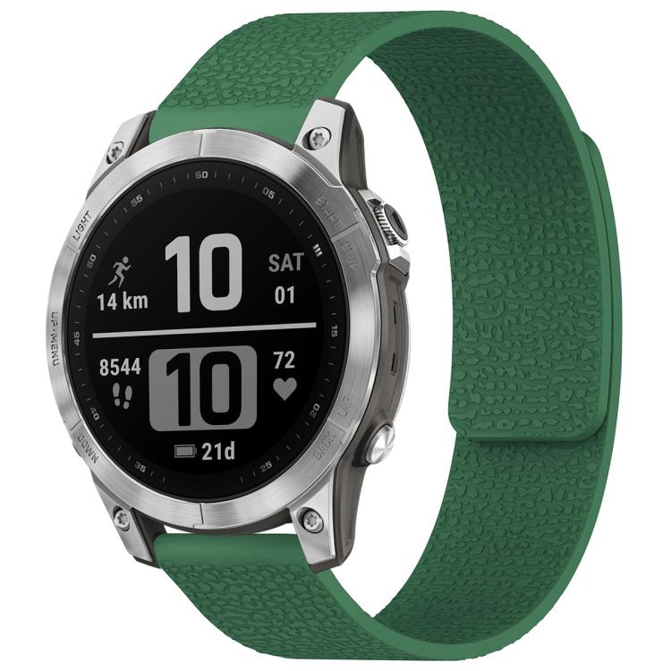 xDfind Litchi Texture Magnetic Silicone Watch Band, For Garmin Fenix 8/7/6/5 22mm