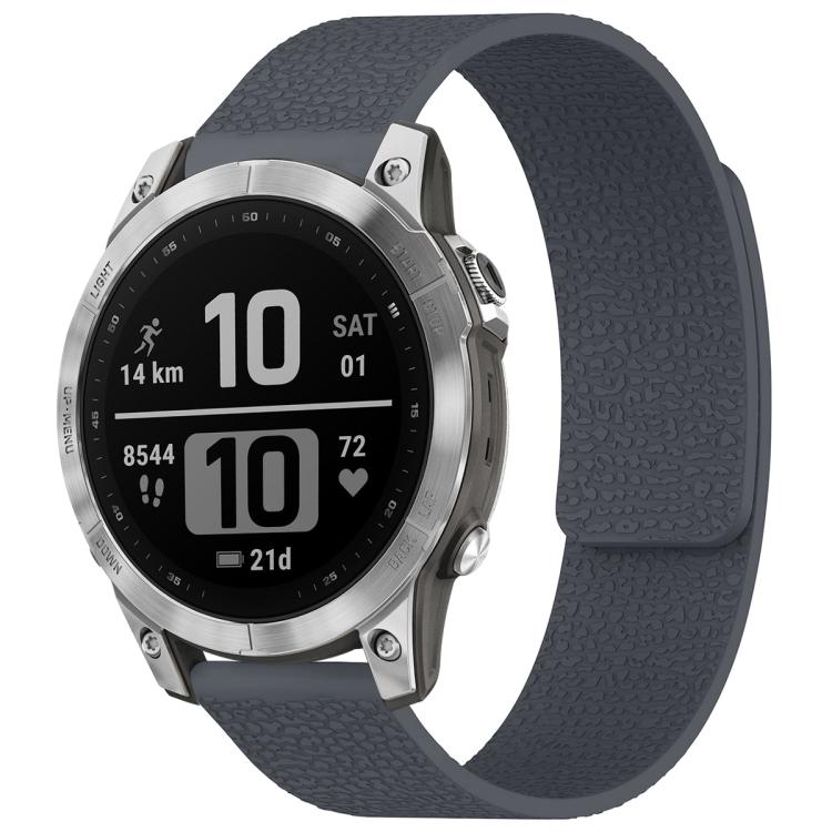 xDfind Litchi Texture Magnetic Silicone Watch Band, For Garmin Fenix 8/7/6/5 22mm