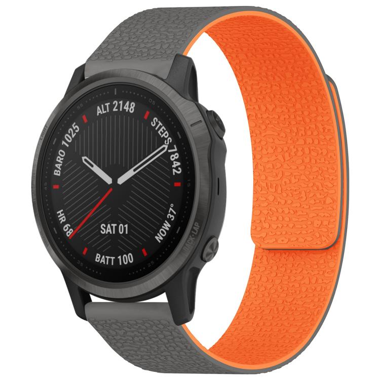 xDfind Litchi Texture Magnetic Silicone Watch Band, For Garmin Fenix 8/7S/6S/5S 20mm