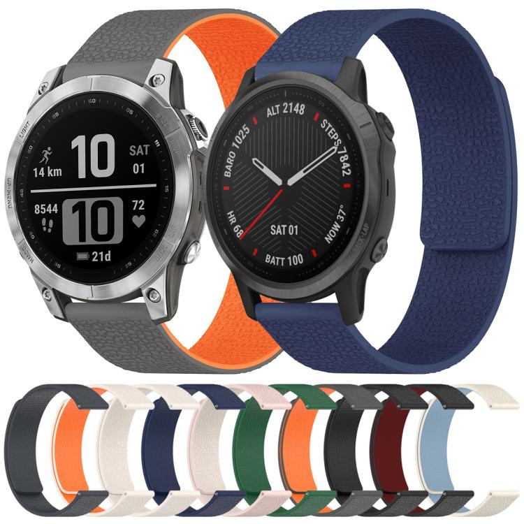 xDfind Litchi Texture Magnetic Silicone Watch Band, For Garmin Fenix 8/7S/6S/5S 20mm