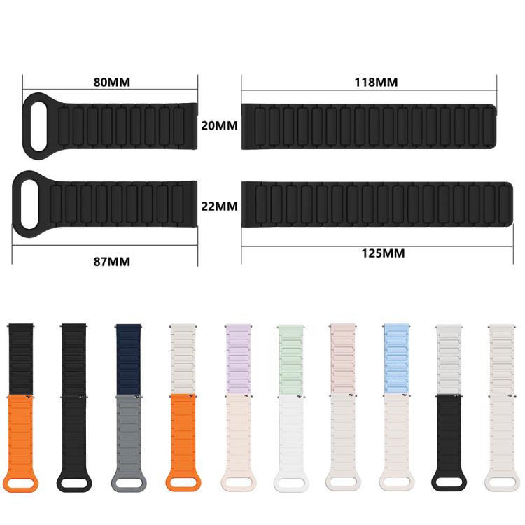 xDfind Reverse Buckle Tri-beads Magnetic Silicone Watch Band, 20mm