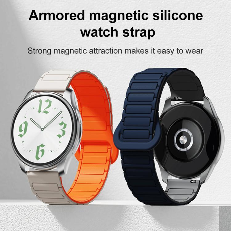 xDfind Reverse Buckle Tri-beads Magnetic Silicone Watch Band, 20mm