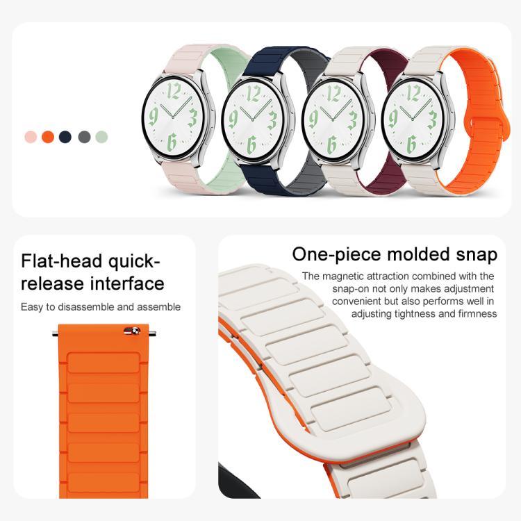 xDfind Reverse Buckle Tri-beads Magnetic Silicone Watch Band, 20mm