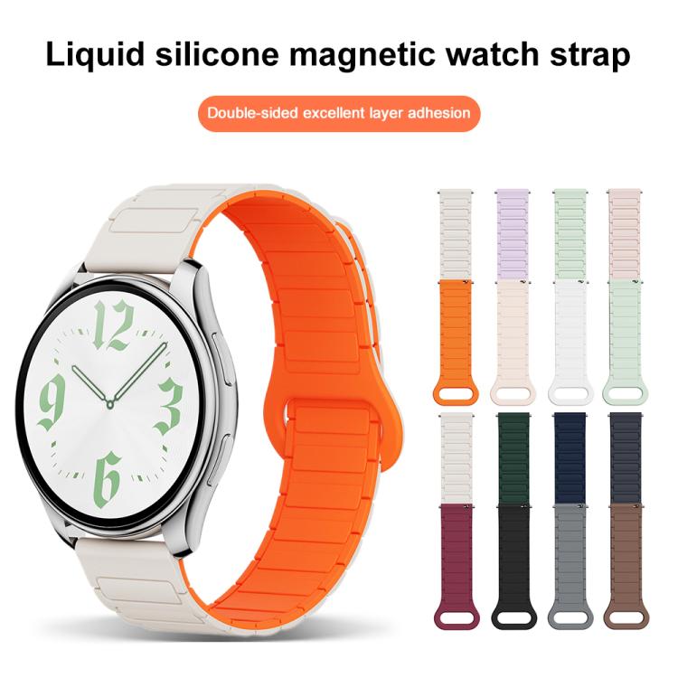 xDfind Reverse Buckle Tri-beads Magnetic Silicone Watch Band, 22mm